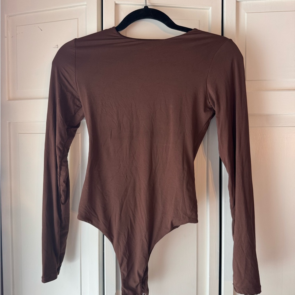 Pumiey Brown Long Sleeve Bodysuit